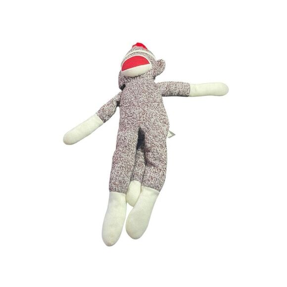 Plushland Brown Cream Red Mouth Floppy Sock Monkey Plush Stuffed Animal 20" - Picture 2 of 7